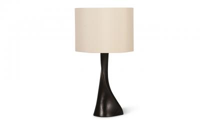  Amorph Nile Table Lamp Ash Wood Ebony Stain with Ivory Silk Shade