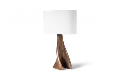  Amorph Nile Table Lamp in Natural stain on Walnut wood with Oval Ivory silk shade