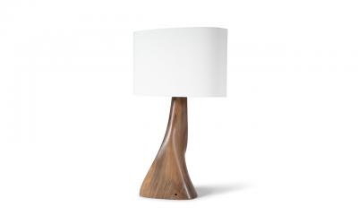 Amorph Nile Table Lamp in Natural stain on Walnut wood with Oval Ivory silk shade