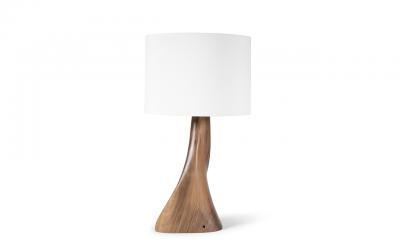  Amorph Nile Table Lamp in Natural stain on Walnut wood with Oval Ivory silk shade
