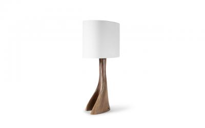  Amorph Nile Table Lamp in Natural stain on Walnut wood with Oval Ivory silk shade