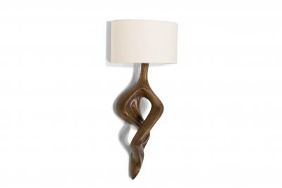  Amorph Nomi wall lighting in Graphite walnut on Ash wood with Ivory silk shade