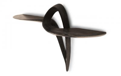 Amorph Orchid Console Table Wall Mounted in Desert Oak Stain on Ash Wood