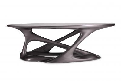 Amorph Oval Shape with Organic Shape Legs Dark Gray Metallic Finish