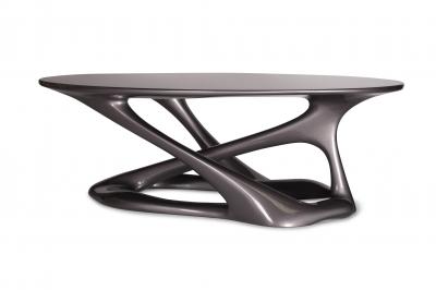 Amorph Oval Shape with Organic Shape Legs Dark Gray Metallic Finish