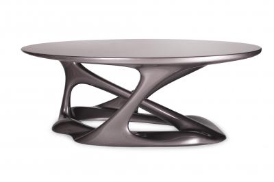 Amorph Oval Shape with Organic Shape Legs Dark Gray Metallic Finish