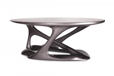 Amorph Oval Shape with Organic Shape Legs Dark Gray Metallic Finish