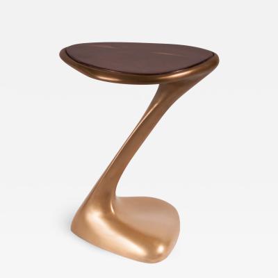  Amorph Palam Side Table Gold Finish and high Glossy Walnut