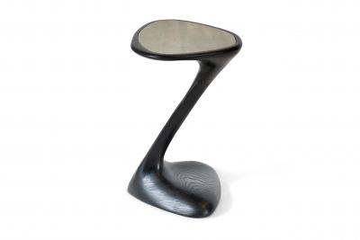  Amorph Palm side table in Ebony stain on Ash wood with stone top