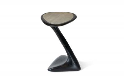  Amorph Palm side table in Ebony stain on Ash wood with stone top