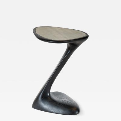  Amorph Palm side table in Ebony stain on Ash wood with stone top