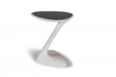  Amorph Palm side table in Whitewash stain on Ash wood with Black marble stone top