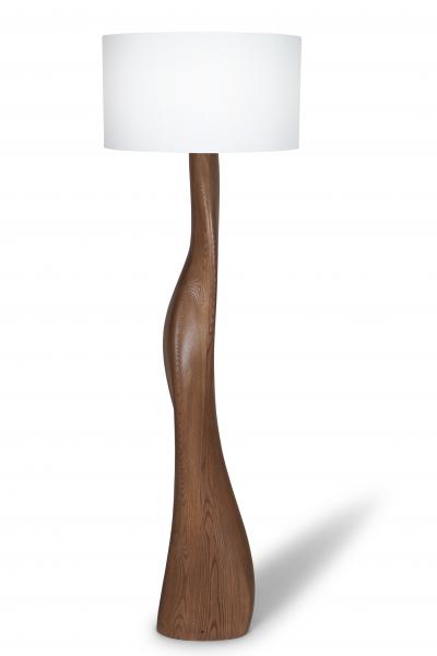  Amorph Roman floor lamp in Ash Arrozal stain with Ivory silk shade