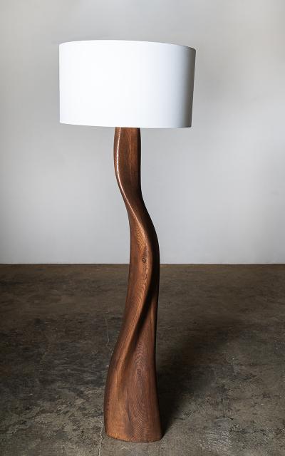  Amorph Roman floor lamp in Ash Arrozal stain with Ivory silk shade
