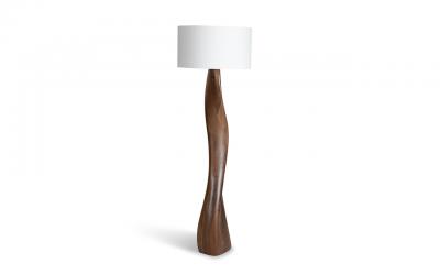  Amorph Roman floor lamp in Walnut wood Natural stain with Ivory silk shade