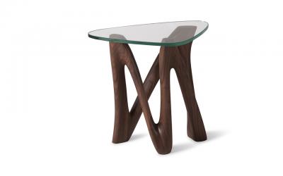  Amorph Ronia Side Table in Walnut wood with 1 2 tempered glass