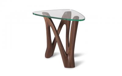  Amorph Ronia Side Table in Walnut wood with 1 2 tempered glass
