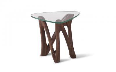  Amorph Ronia Side Table in Walnut wood with 1 2 tempered glass