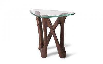 Amorph Ronia Side Table in Walnut wood with 1 2 tempered glass