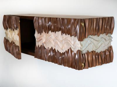  Amorph Sculpture Nuvia cabinet in Walnut White Oak Wood