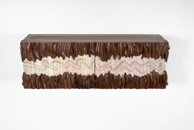  Amorph Sculpture Nuvia cabinet in Walnut White Oak Wood