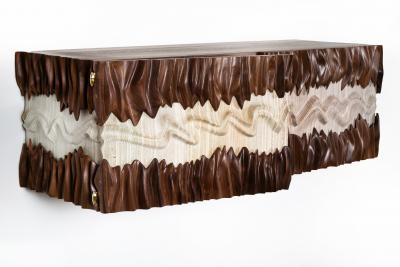  Amorph Sculpture Nuvia cabinet in Walnut White Oak Wood
