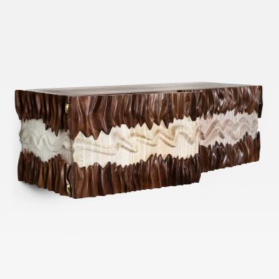  Amorph Sculpture Nuvia cabinet in Walnut White Oak Wood