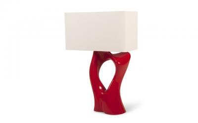 Amorph Vesta Table Lamp Red Lacquer with Ivory Shape