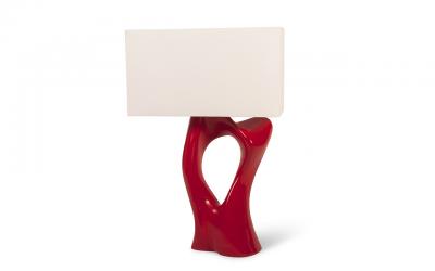 Amorph Vesta Table Lamp Red Lacquer with Ivory Shape