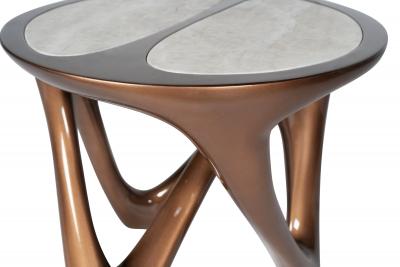  Amorph Ya side table in metallic lacquer with Stone Top