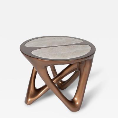  Amorph Ya side table in metallic lacquer with Stone Top