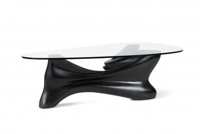  Amorph Zen coffee table in Ebony stain on Ash wood with glass top