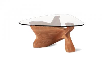 Amorph Zen coffee table in solid Ash wood Honey stain with glass