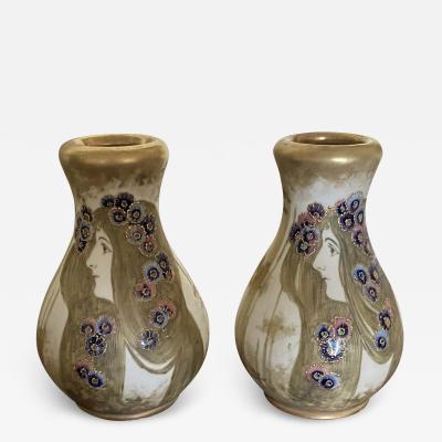  Amphora Tepiltz Pair of Amphora Teplitz Art Nouveau Portrait Vases