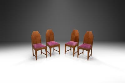  Amsterdam School Set of Four Amsterdamse School Oak Dining Chairs The Netherlands 1920s