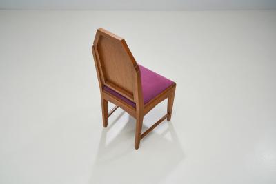  Amsterdam School Set of Four Amsterdamse School Oak Dining Chairs The Netherlands 1920s