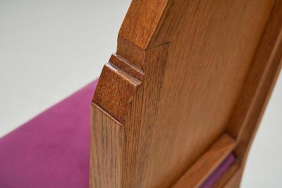  Amsterdam School Set of Four Amsterdamse School Oak Dining Chairs The Netherlands 1920s