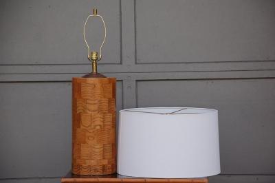 Amter Craft Large oak patchwork table lamp by Amter Craft