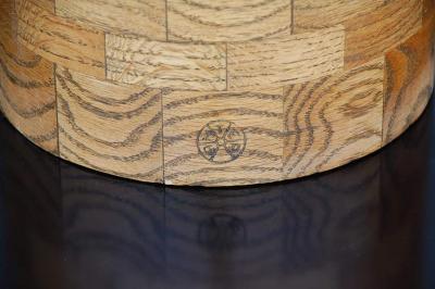  Amter Craft Large oak patchwork table lamp by Amter Craft
