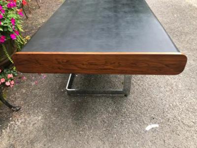  Andre Laurent Sexy Slim Rosewood and Chrome Desk by Ste Marie and Laurent Mid Century