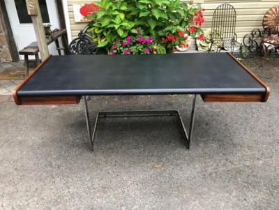  Andre Laurent Sexy Slim Rosewood and Chrome Desk by Ste Marie and Laurent Mid Century