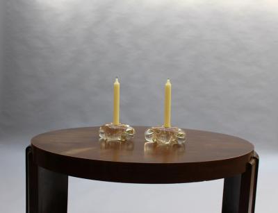  Andre Thuret Two Handblown Glass Candlestick Holders by Andre Thuret sold as a pair 