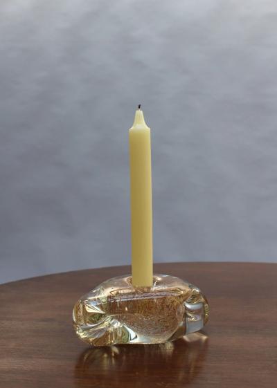  Andre Thuret Two Handblown Glass Candlestick Holders by Andre Thuret sold as a pair 