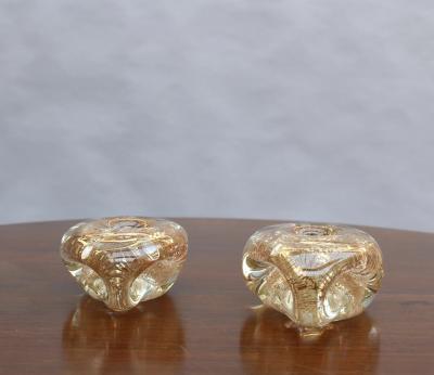  Andre Thuret Two Handblown Glass Candlestick Holders by Andre Thuret sold as a pair 