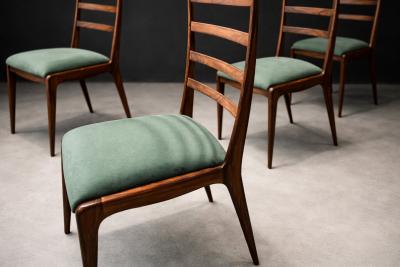  Angelini Set of Six Dining Chairs in Caviuna Hardwood and Suede by Angelini Brazil
