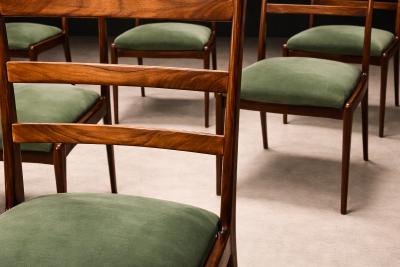  Angelini Set of Six Dining Chairs in Caviuna Hardwood and Suede by Angelini Brazil