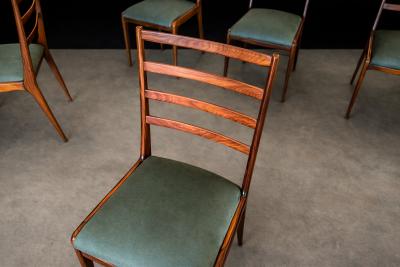  Angelini Set of Six Dining Chairs in Caviuna Hardwood and Suede by Angelini Brazil