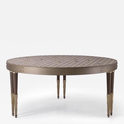  Angelo Cappellini Round Clear Tessella Table with Geometric Inlay