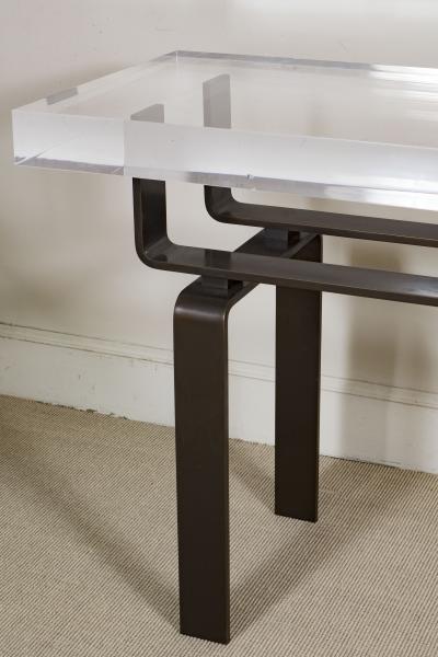  Appel Modern LUCITE AND STATUARY BRONZE CUSTOM DESIGNED CONSOLE TABLE