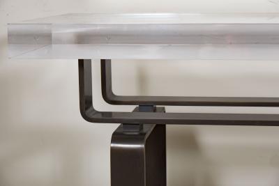  Appel Modern LUCITE AND STATUARY BRONZE CUSTOM DESIGNED CONSOLE TABLE